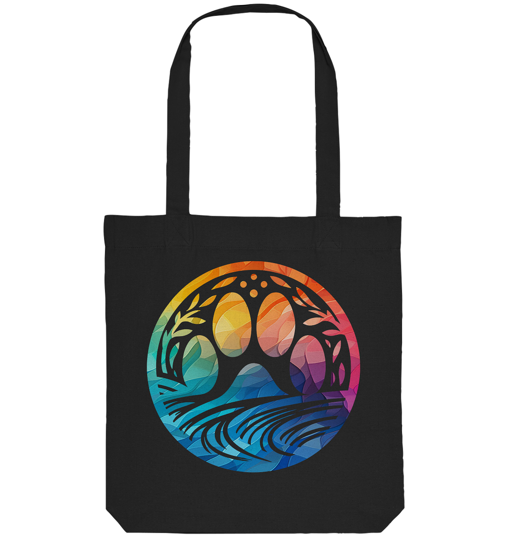 Modern Design Pfote mit regenbogenartigen Farbverlauf  - Organic Tote-Bag