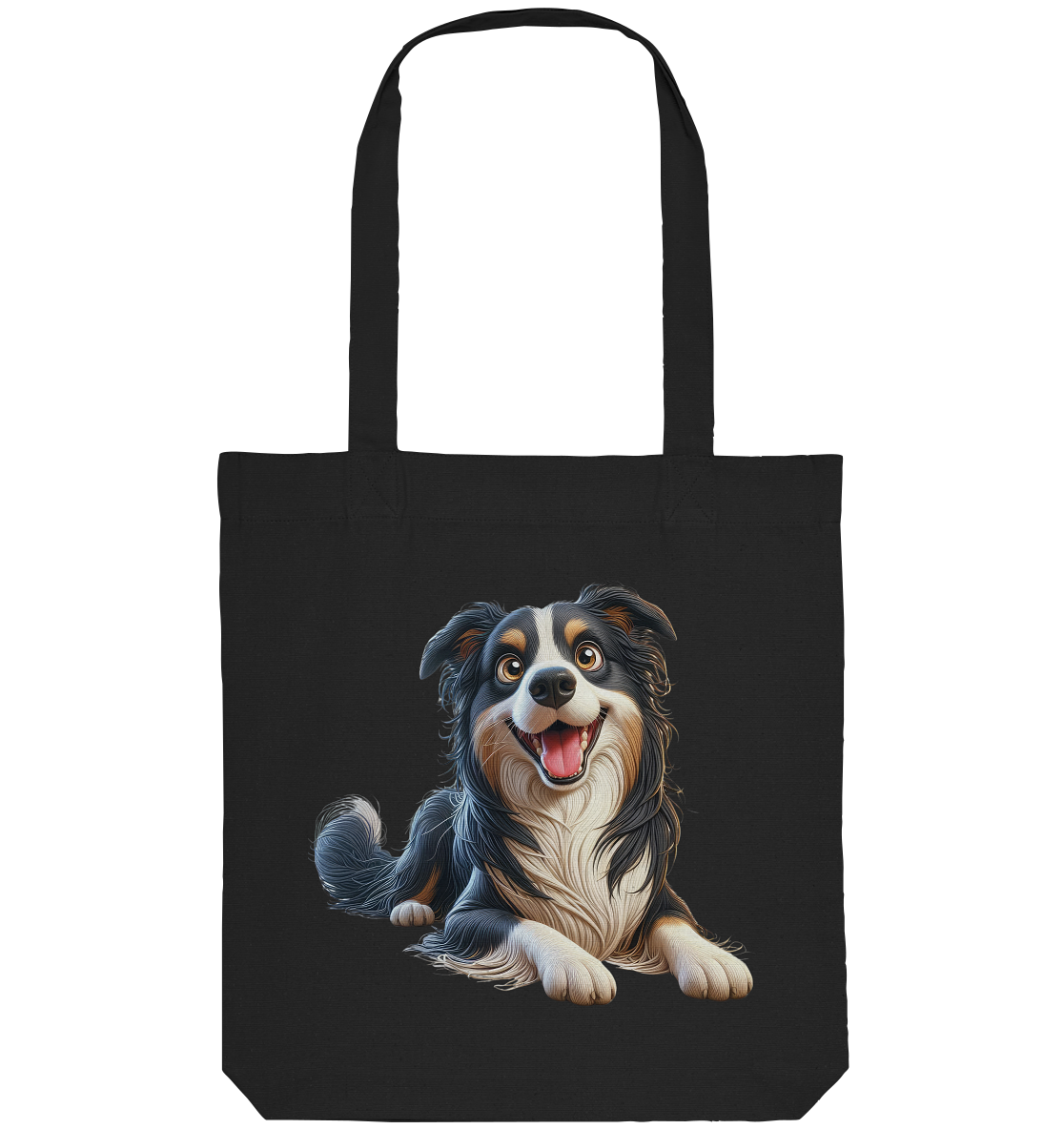 Border Collie Cartoon - personalisierbar - Organic Tote-Bag