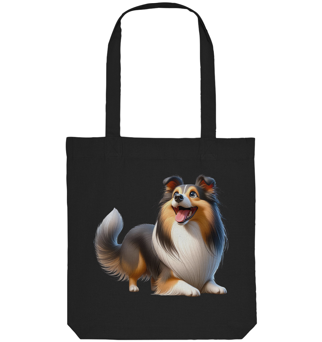 Shetland Sheepdog cartoon personalisierbar - Organic Tote-Bag