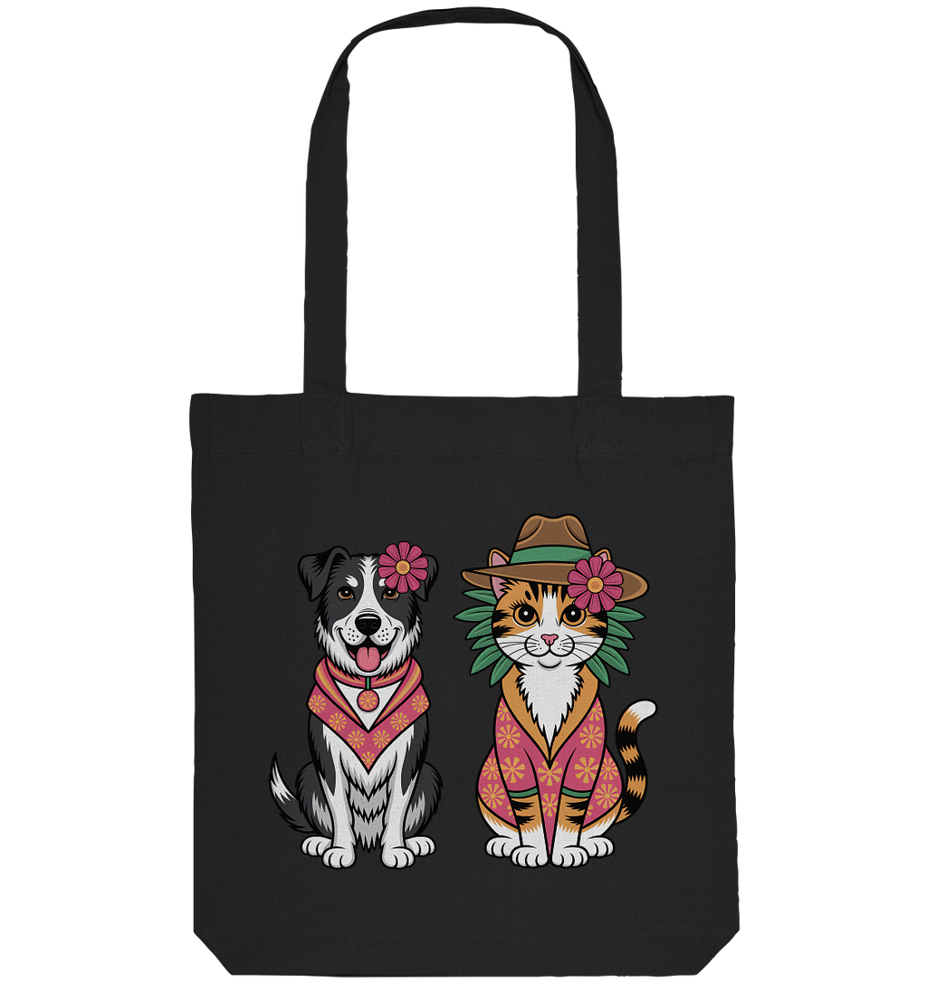 Hund und Katze Illustration Kahlo style - Organic Tote-Bag
