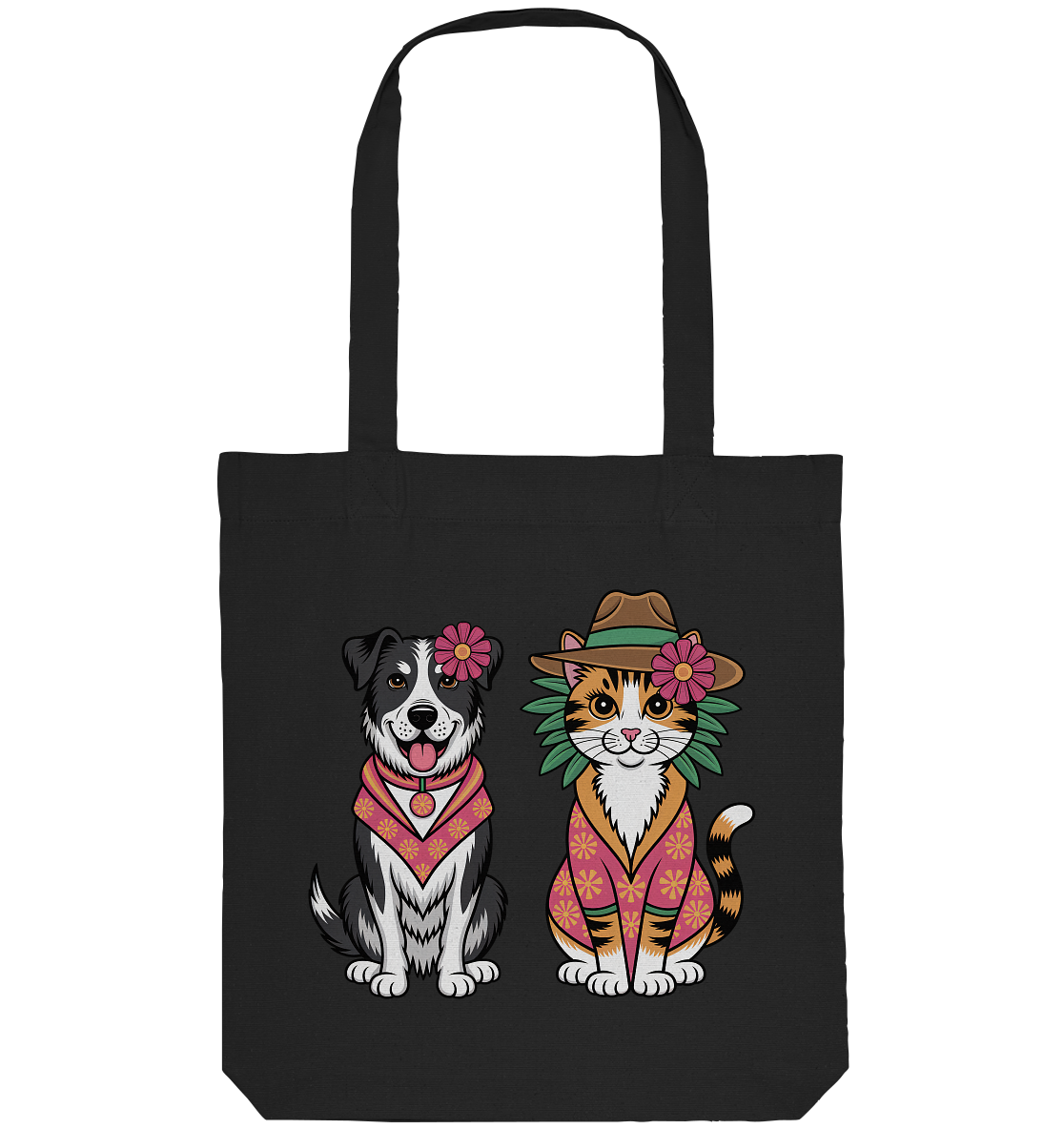 Hund und Katze Illustration Kahlo style - Organic Tote-Bag