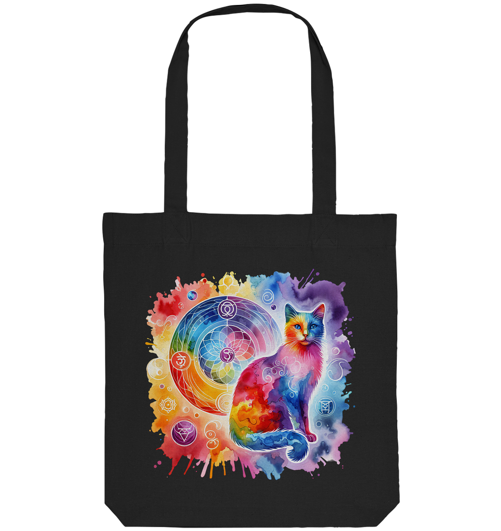 Ein Shakra Design mit Katze - Organic Tote-Bag