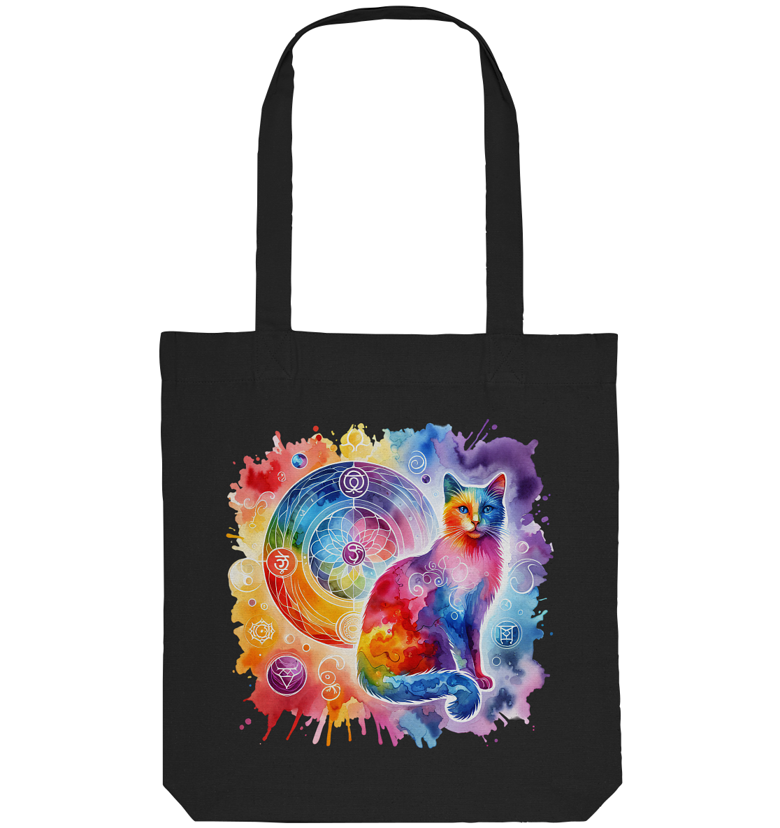 Shakra Design mit Katze - Organic Tote-Bag