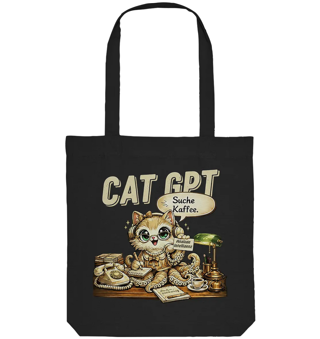 CAT GPT Lustige Retro Büro Katze - Organic Tote-Bag - PAWentura