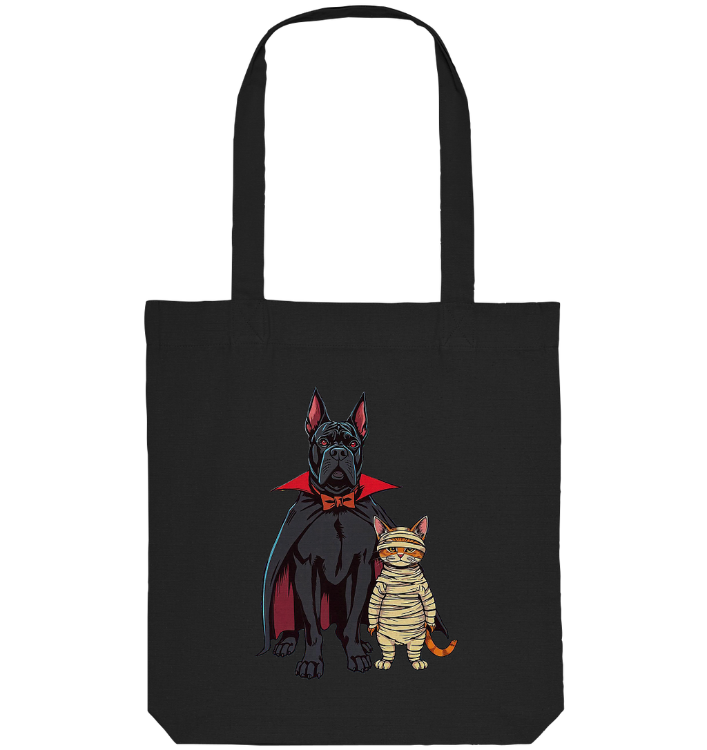 Halloween Cane Corso mit Katze als comic - Organic Tote-Bag