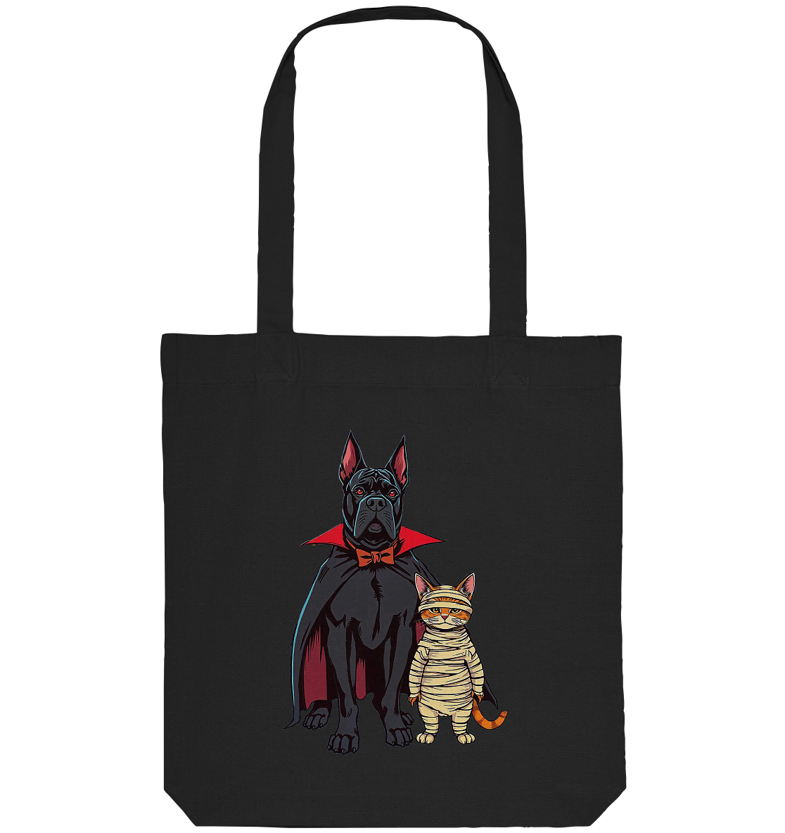 Halloween Cane Corso mit Katze als comic - Organic Tote-Bag