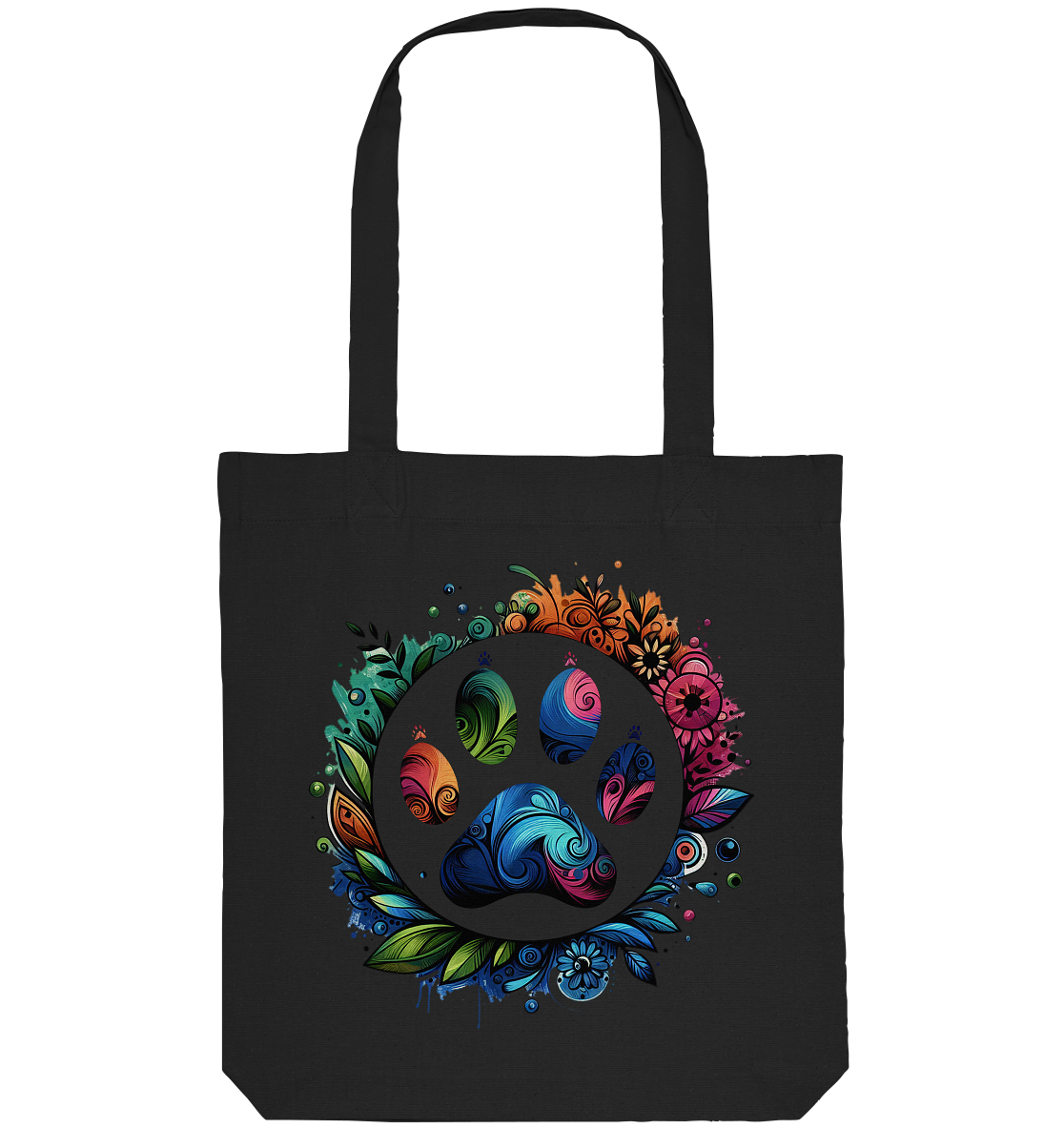 Pfote mit Blumendesign - Organic Tote-Bag