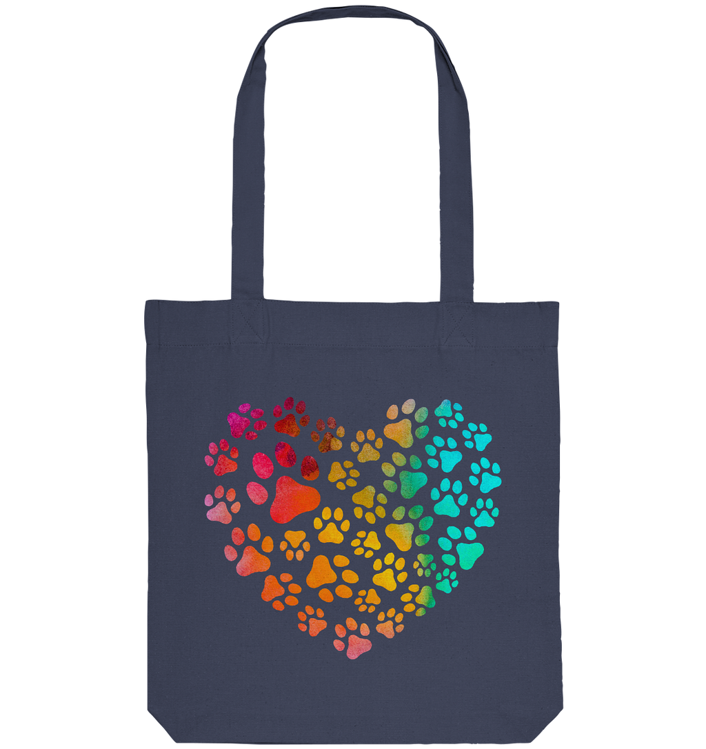 Bunte Pfoten in Herzform - Organic Tote-Bag