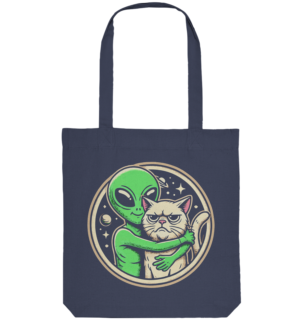 Alien mit Grumpy cat - Organic Tote-Bag
