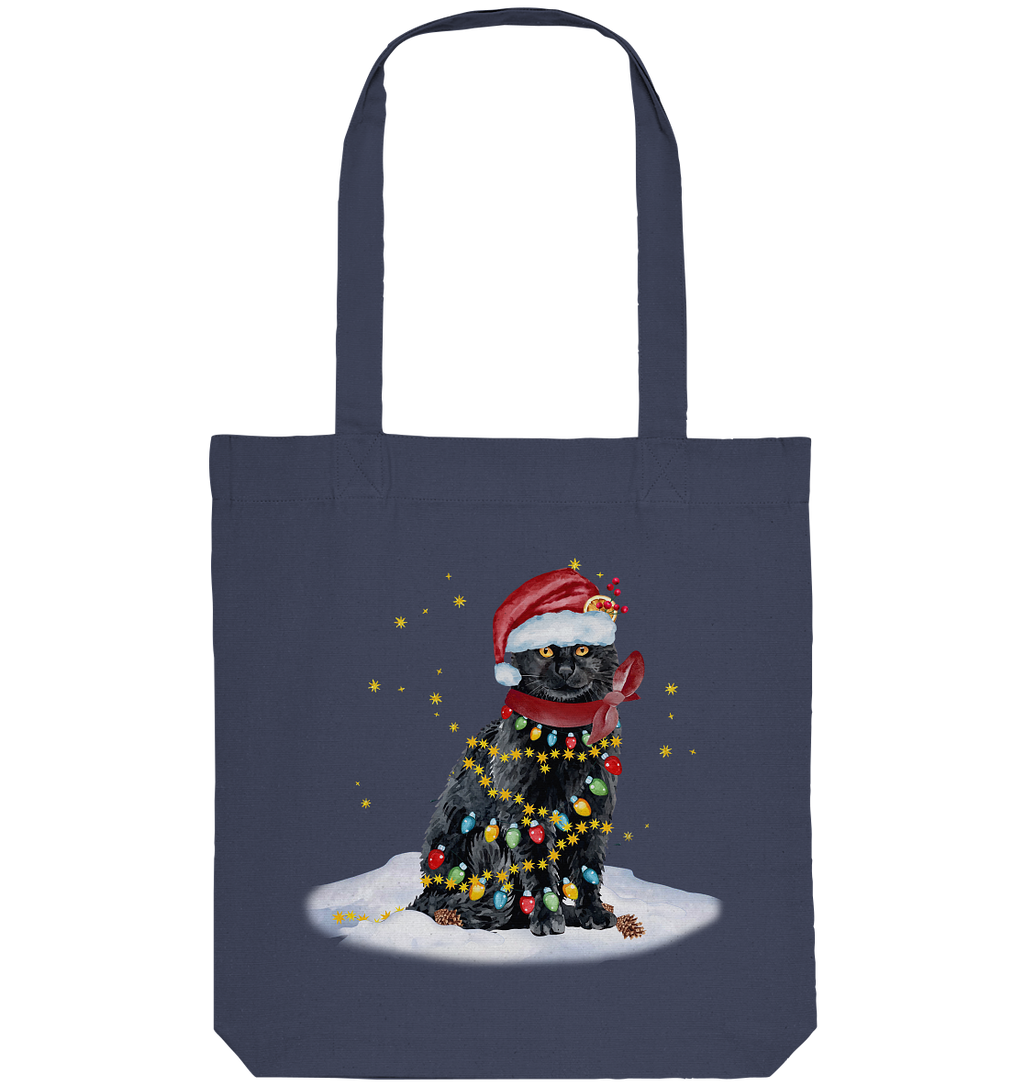 Lustige Weihnachts Katze Zeichnung - Organic Tote-Bag