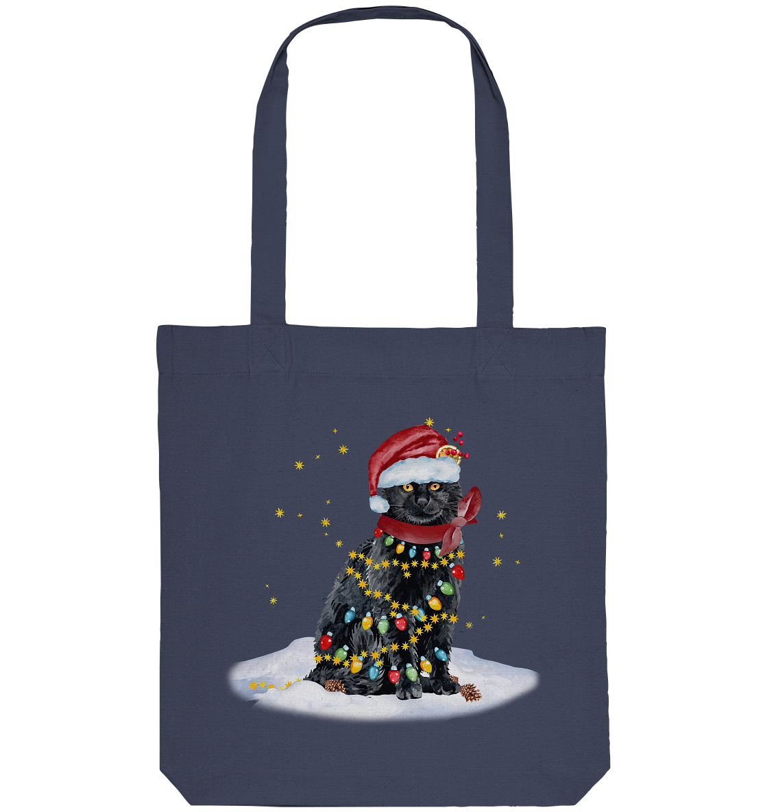 Lustige Weihnachts Katze Zeichnung - Organic Tote-Bag