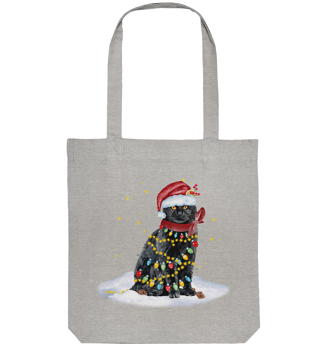 Lustige Weihnachts Katze Zeichnung - Organic Tote-Bag