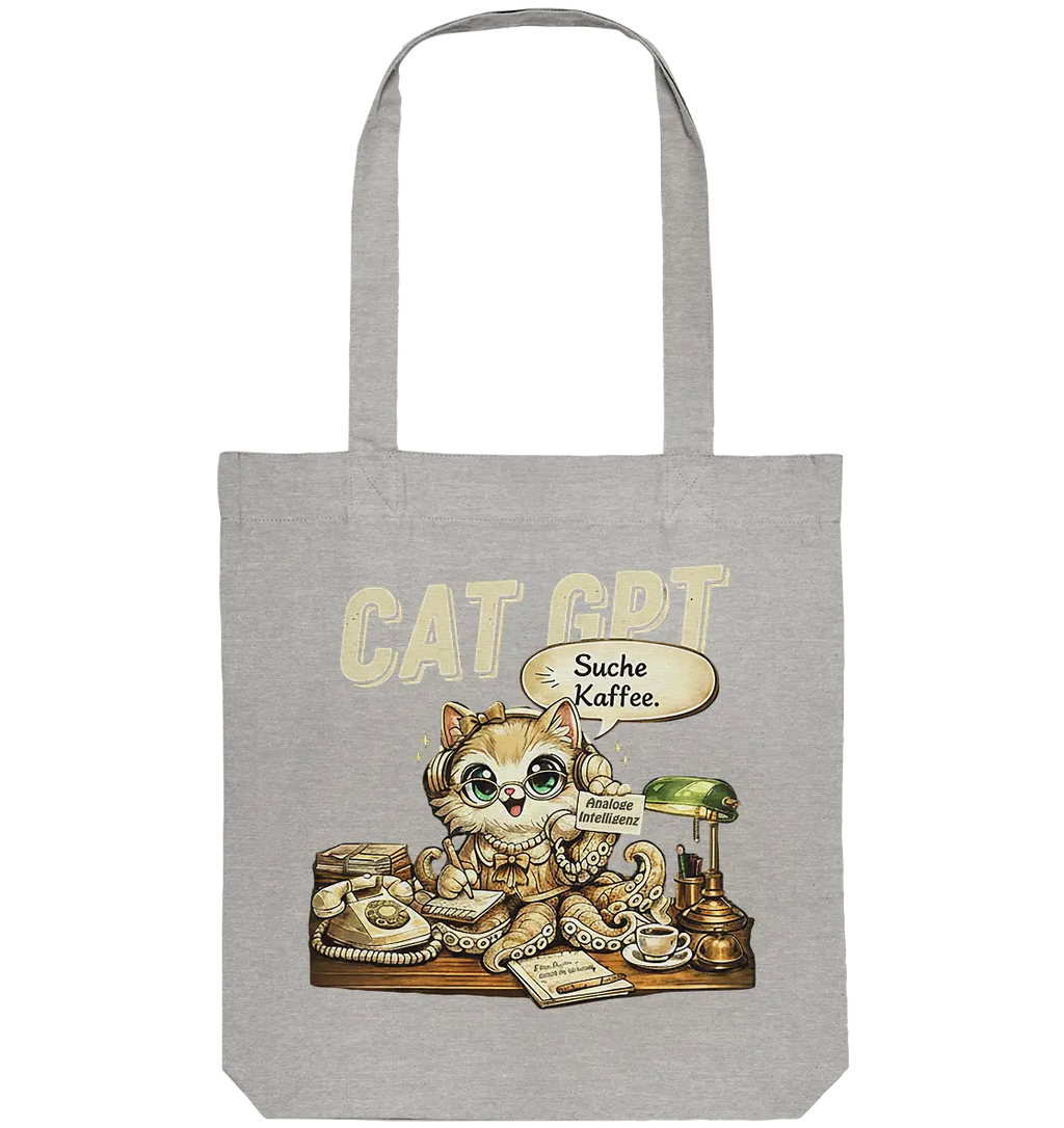 CAT GPT Lustige Retro Büro Katze - Organic Tote-Bag - PAWentura