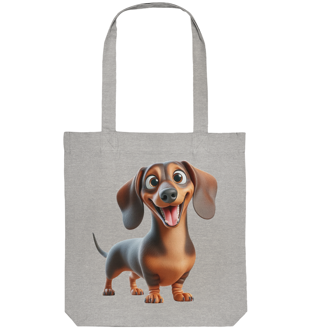 Happy Dackel Cartoon - personalisierbar - Organic Tote-Bag