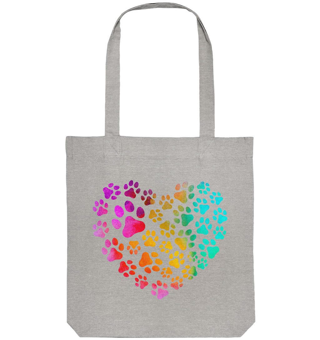 Bunte Pfoten in Herzform, beidseitig gedruckt - Organic Tote-Bag