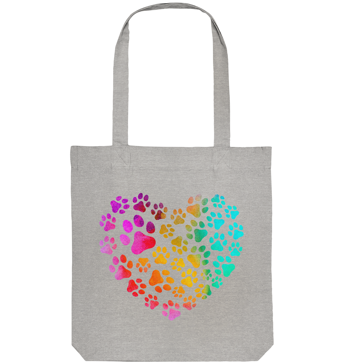 Bunte Pfoten in Herzform, beidseitig gedruckt - Organic Tote-Bag