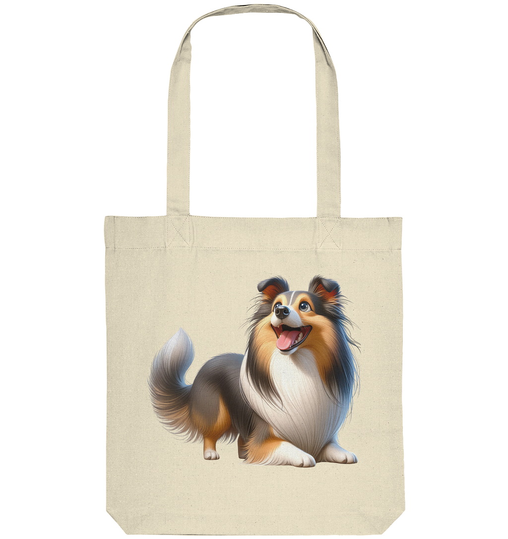 Shetland Sheepdog cartoon personalisierbar - Organic Tote-Bag
