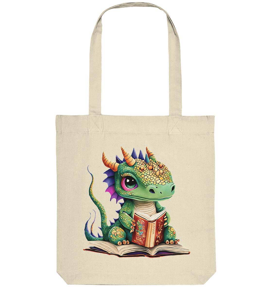 Kleiner lesender Drache -personalisierbar - Organic Tote-Bag