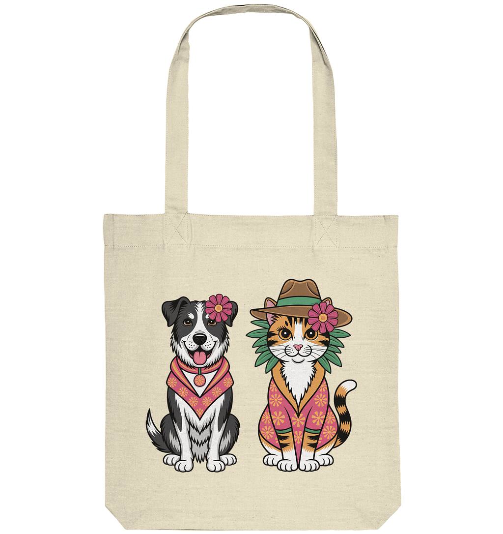 Hund und Katze Illustration Kahlo style - Organic Tote-Bag