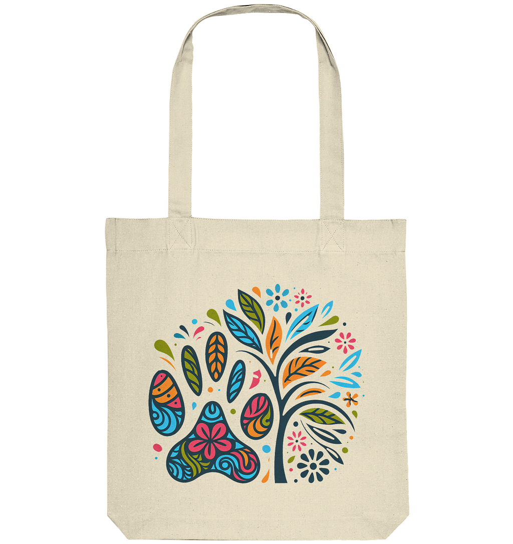 Pfote und Baum Farbenfrohes Design - Organic Tote-Bag