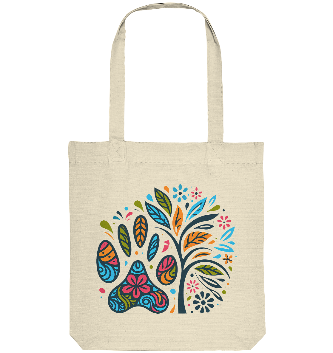 Pfote und Baum Farbenfrohes Design - Organic Tote-Bag