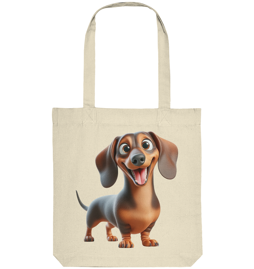 Happy Dackel Cartoon - personalisierbar - Organic Tote-Bag