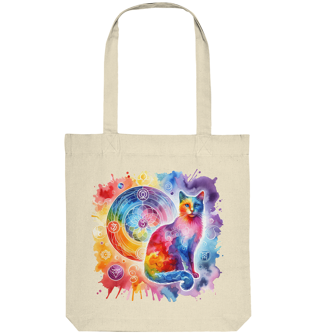 Shakra Design mit Katze - Organic Tote-Bag