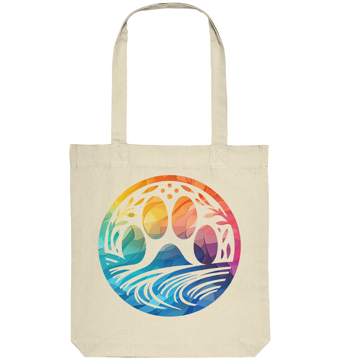 Modern Design Pfote mit regenbogenartigen Farbverlauf  - Organic Tote-Bag