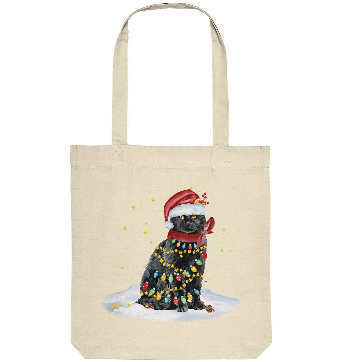 Lustige Weihnachts Katze Zeichnung - Organic Tote-Bag