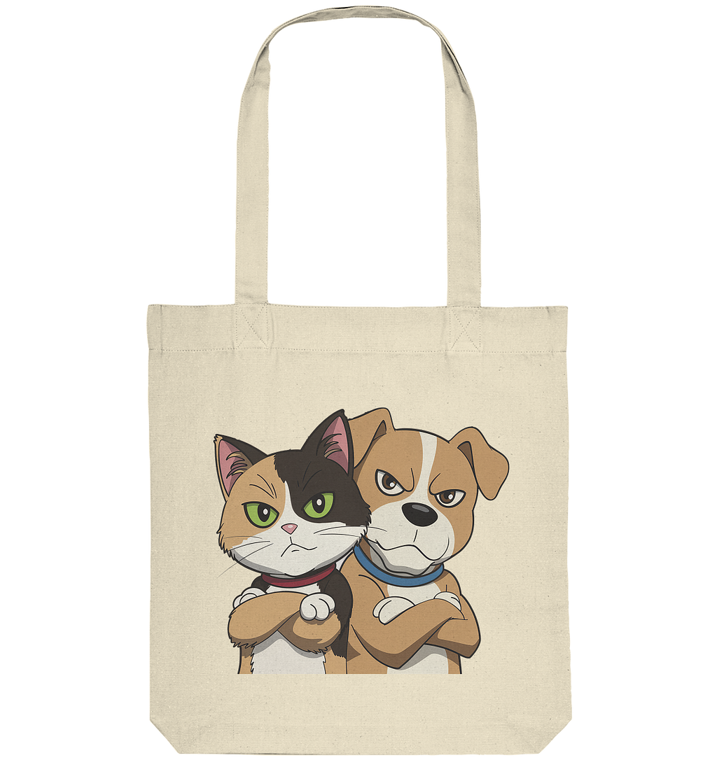 Hund und Katze grumpy - personalisierbar - Organic Tote-Bag