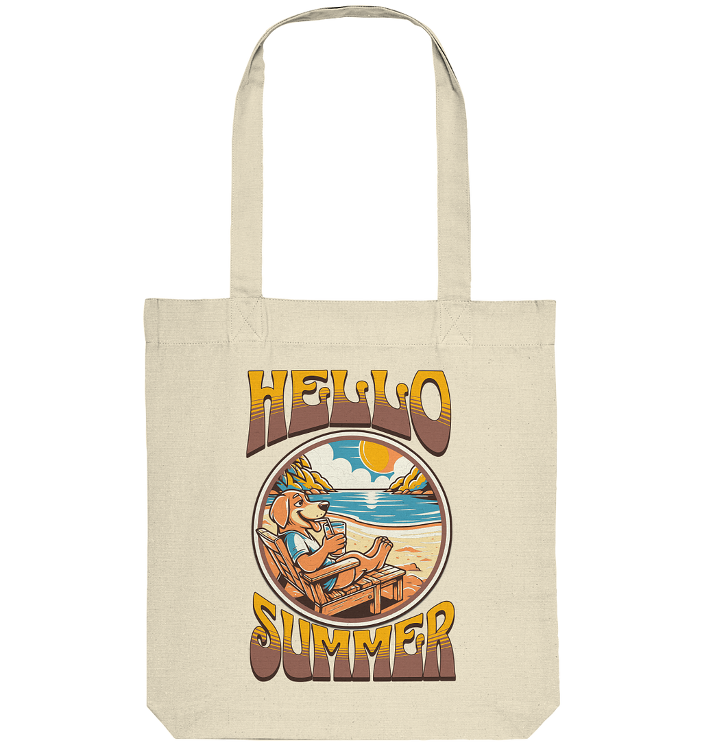 Hello Summer Hund am Strand Retro - Organic Tote-Bag