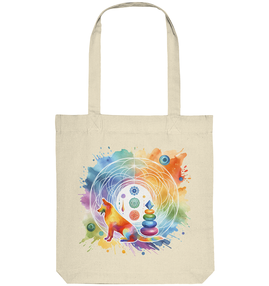 Chakra Art mit Hund Aquarell  - Organic Tote-Bag