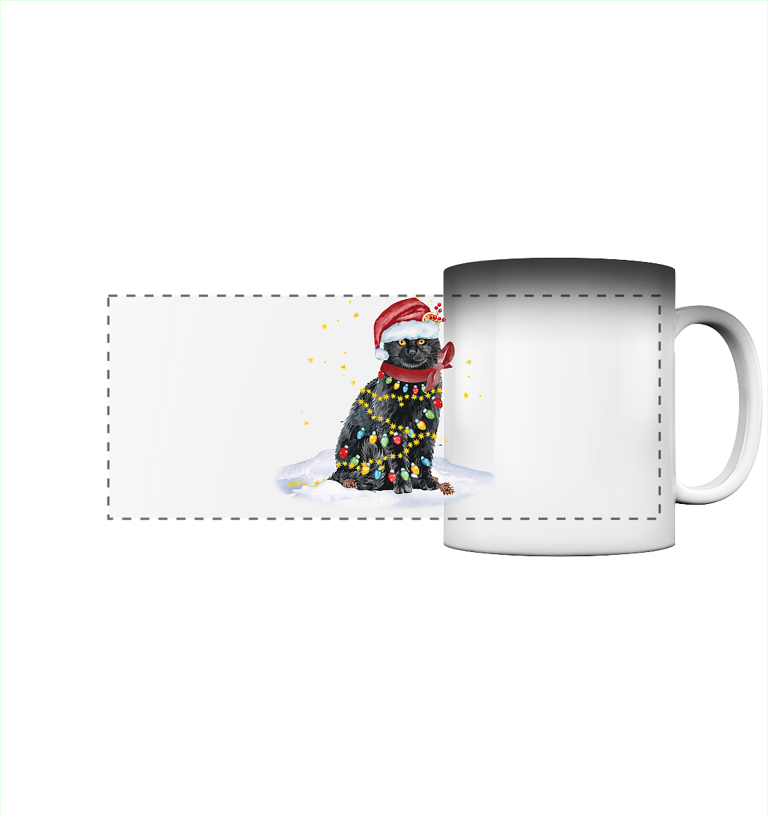 Lustige Weihnachts Katze Zeichnung - Panorama Magic Mug