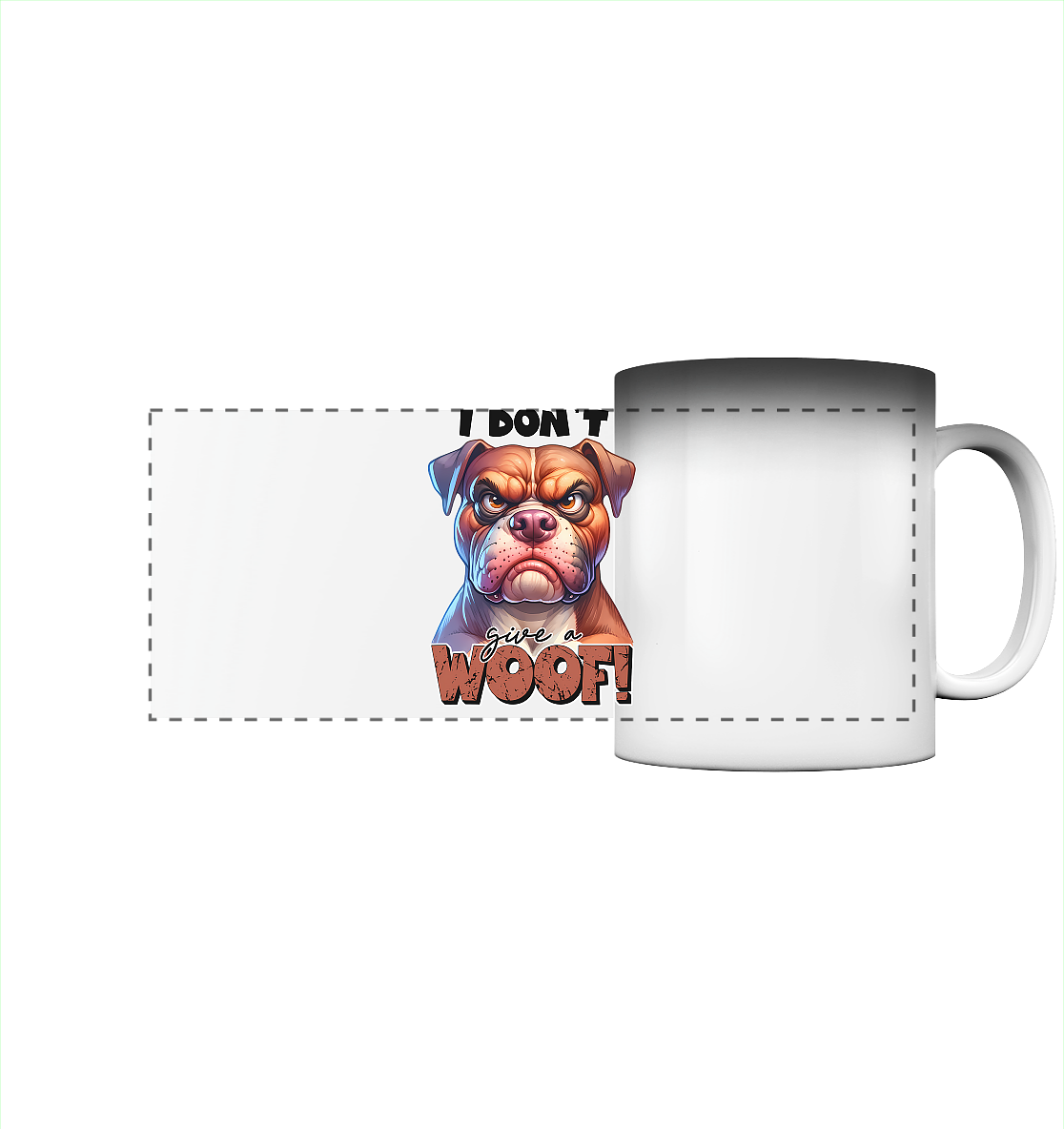 I don't give a woof - Fun Hunde Cartoon - Panorama Magic Mug