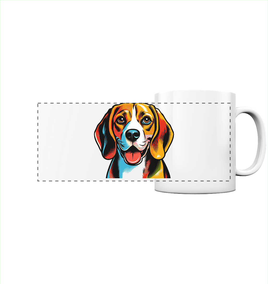 Beagle Pop Art - Personalisierbar - Panorama Tasse