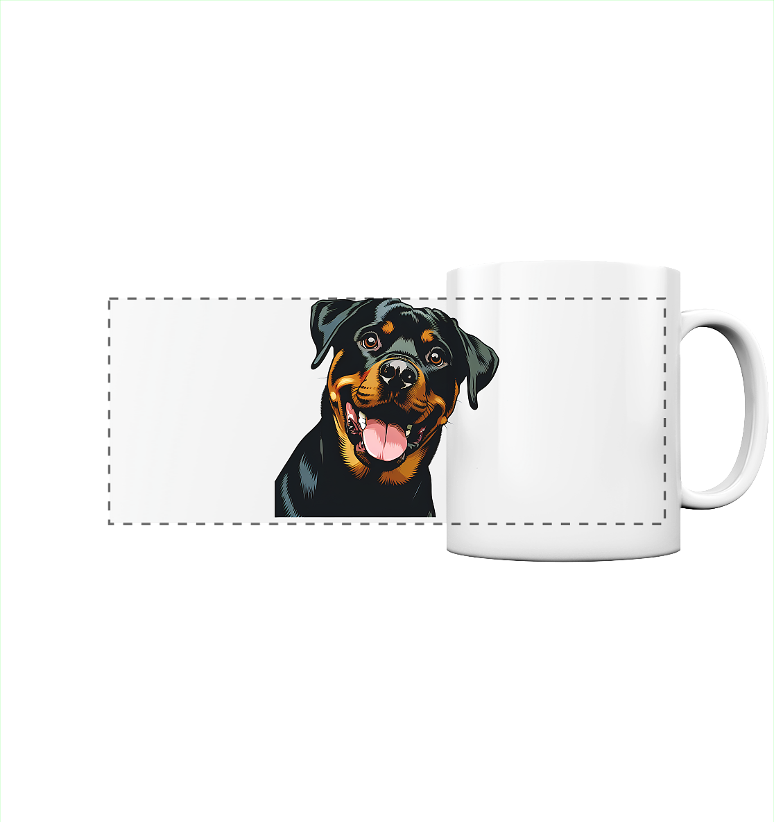 Rottweiler  Comic - personalisierbar - Panorama Tasse