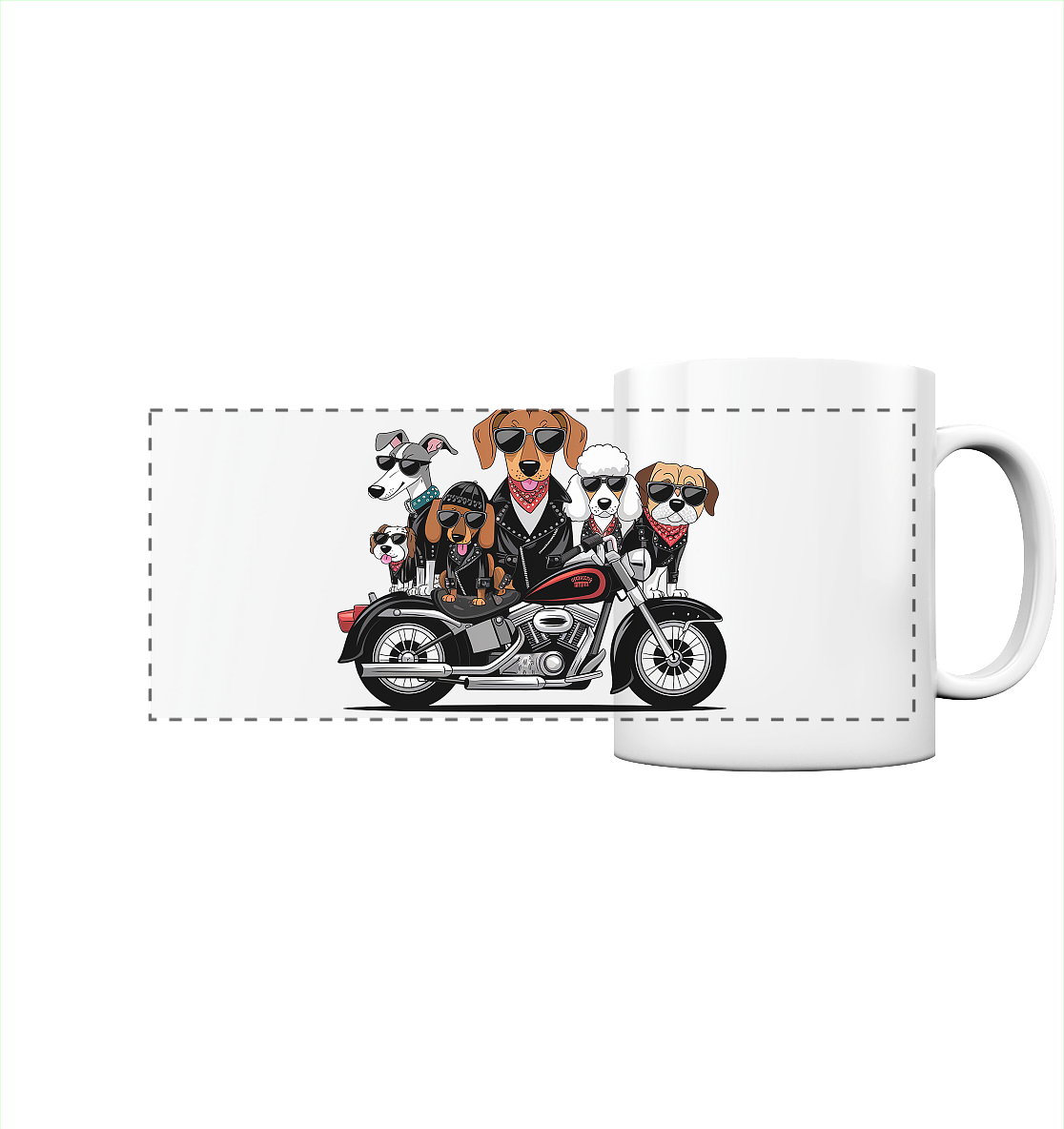 Hunde Biker Gang Fun - Panorama Tasse