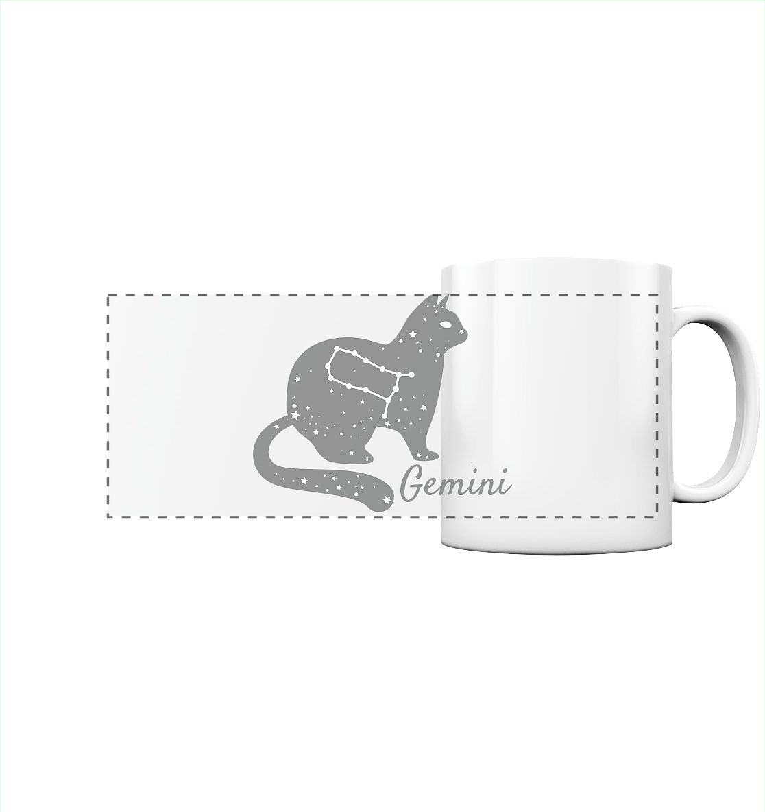 Sternzeichen Katze Zwilling - personalisierbar - Panorama Tasse