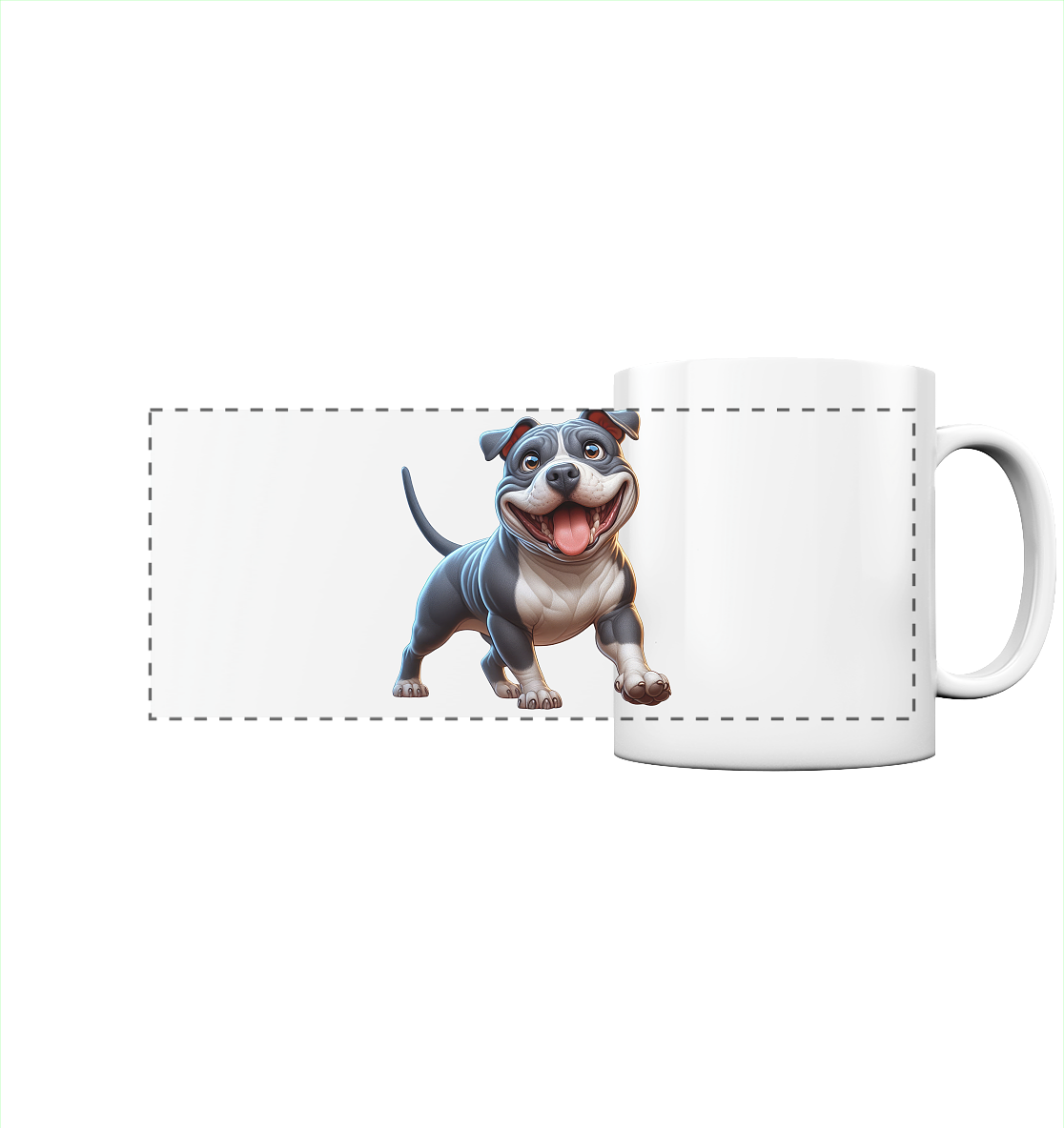 Pittbull Cartoon Hund personalisierbar - Panorama Tasse