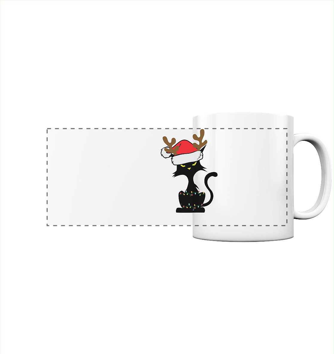 Grumpy Weihnachts Katze Cartoon - Panorama Tasse