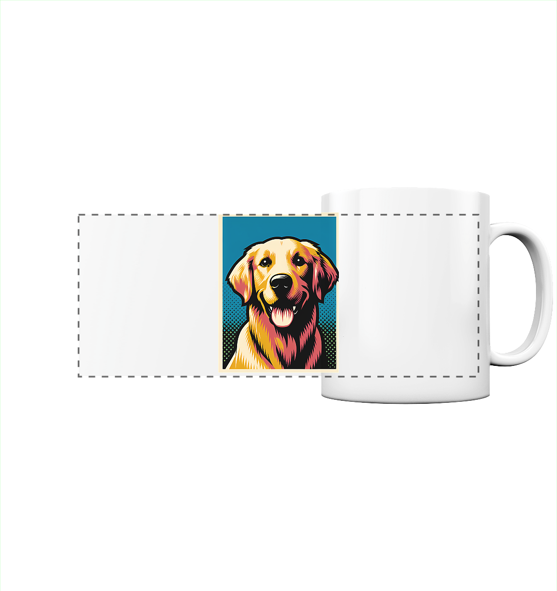 Golden Retriever Pop Art - personalisierbar - Panorama Tasse