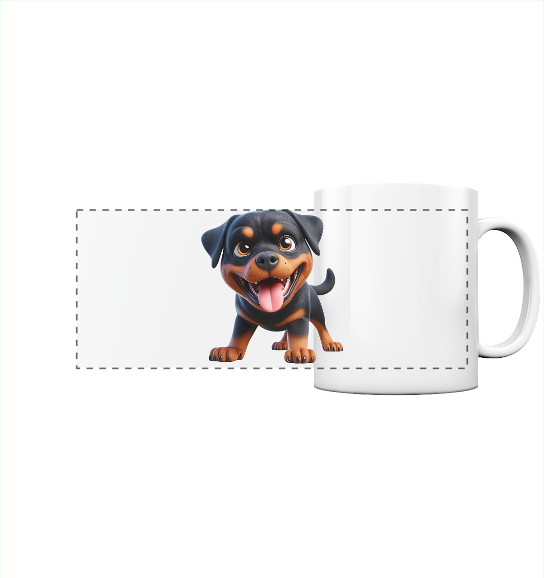 Rottweiler Cartoon Hund - personalisierbar - Panorama Tasse