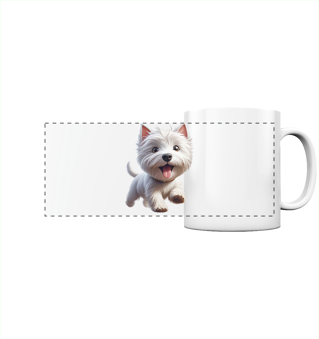 West Highland Terrier Catoon - personalisierbar - Panorama Tasse
