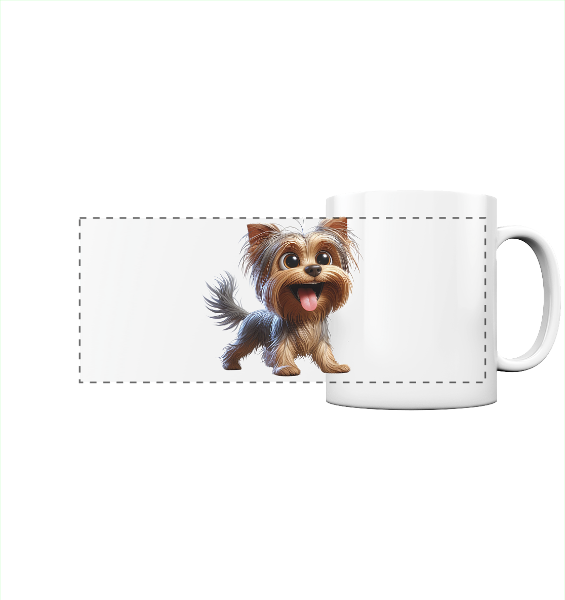 Yorkshire Terrier Cartoon - personalisierbar - Panorama Tasse