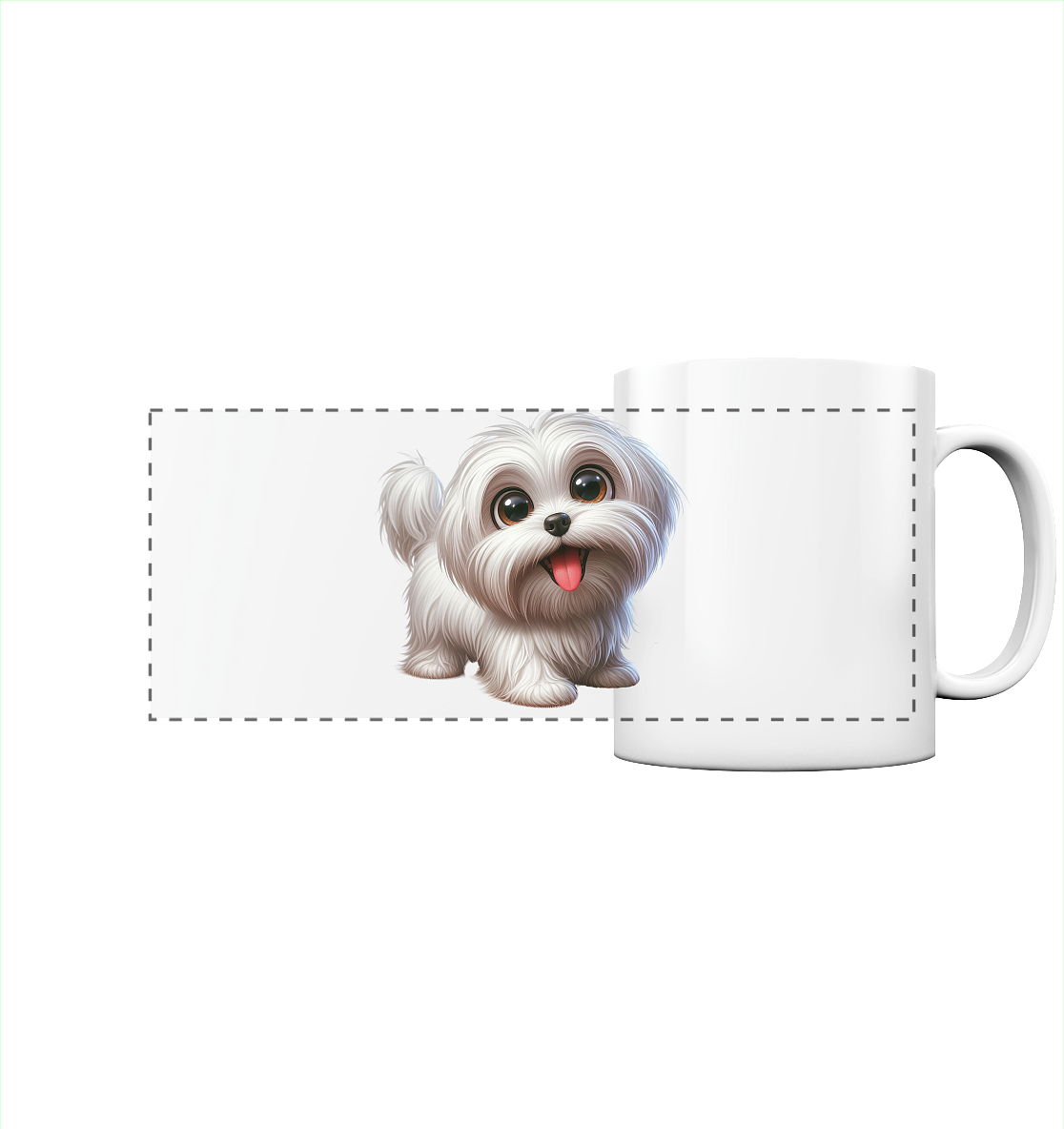 Malteser Hund Cartoon - personalisierbar - Panorama Tasse