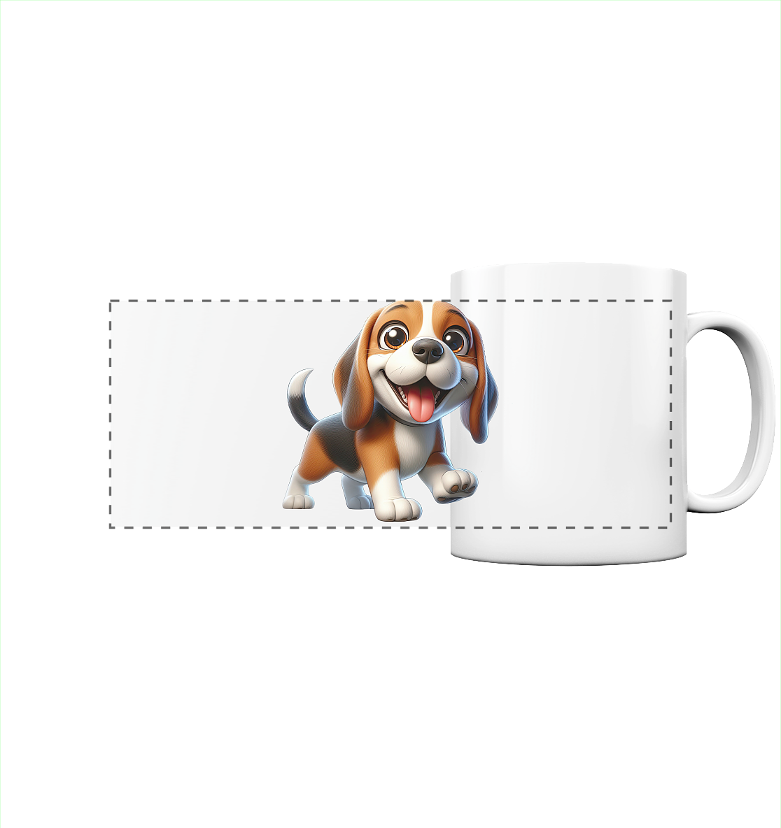 Beagle Cartoon Hund personalisierbar - Panorama Tasse