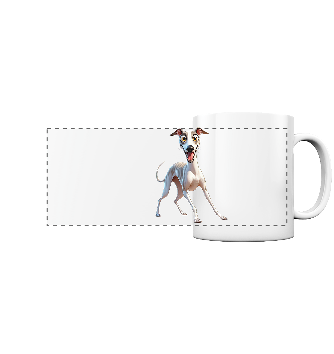 Whippet Cartoon personalisierbar - Panorama Tasse