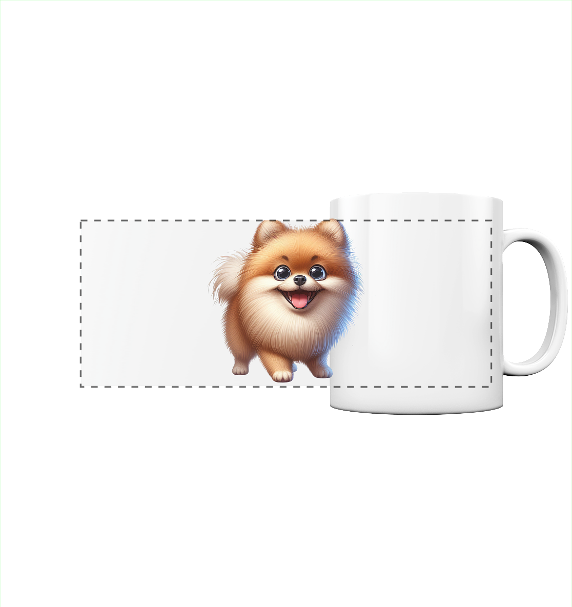 Pomeranien Cartoon - personalisierbar - Panorama Tasse