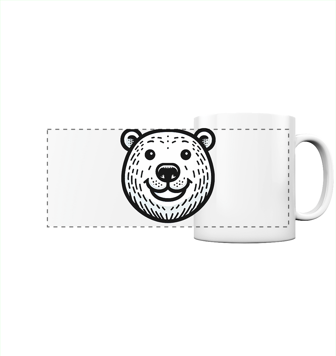 Lustiges Eisbär Gesicht   - personalisierbar  - Panorama Tasse