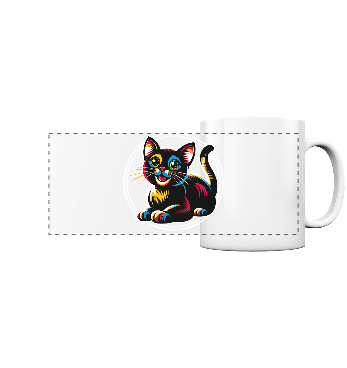 Kätzchen Pop Art - personalisierbar - Panorama Tasse